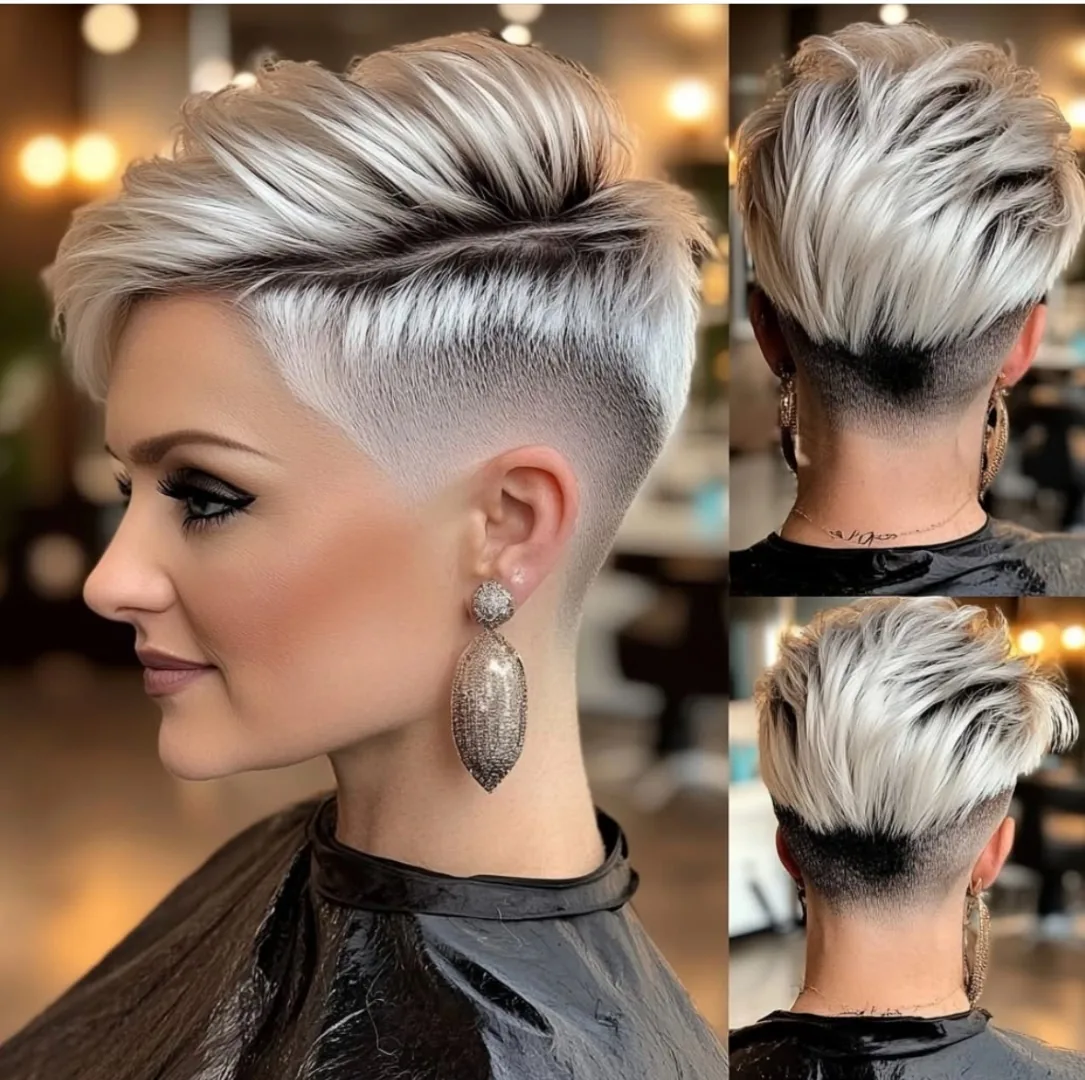 Short blonde salon haircut with soft texture